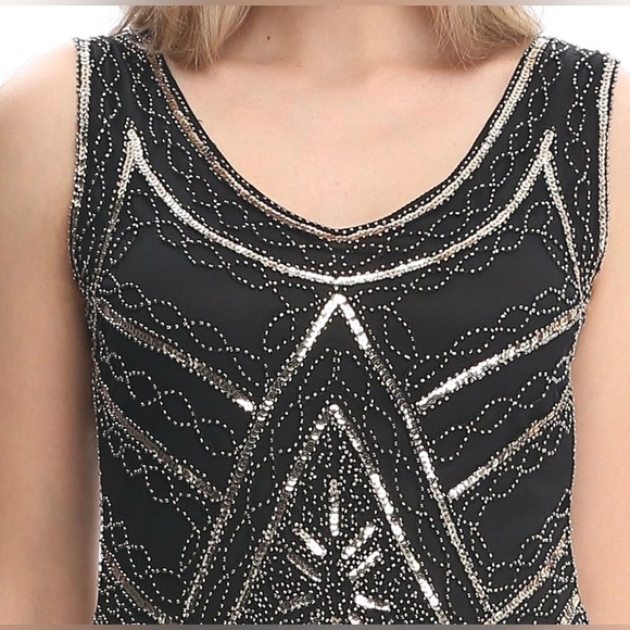 Women's 1920's Dress Flapper Vintage Great Gatsby Knee-Length Dress Party Dress - Picture 5 of 8